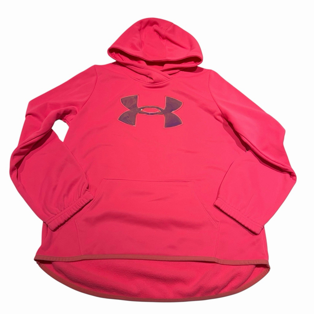 Under Armour Yth XL Hot Pink Hoodie Loose Fit Pullover Logo Kangaroo Pocket NWT